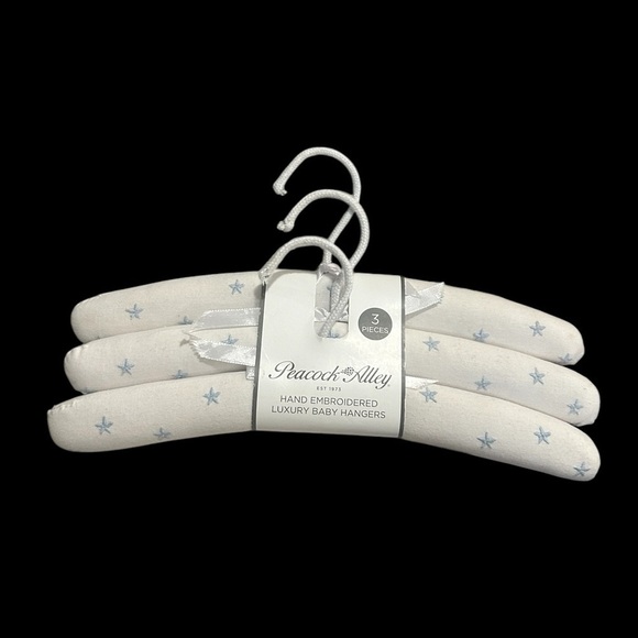 Peacock Alley Hand-Embroidered Luxury Baby Clothes Hangers - Set of 3 - NWT - Picture 4 of 6